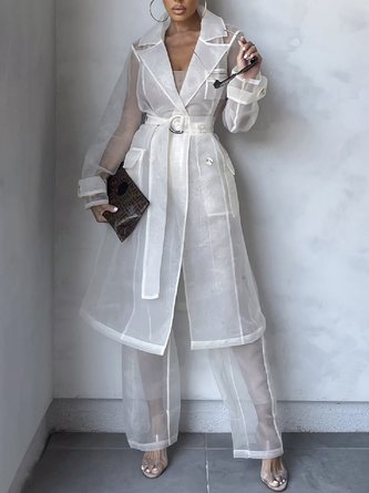 Lapel Collar Plain Elegant Long sleeve Kimono