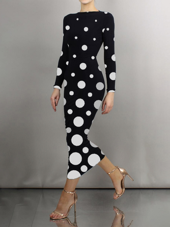 Plus Size Polka Dots Elegant Dress