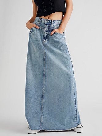 Denim Plain Casual Regular Fit Skirt