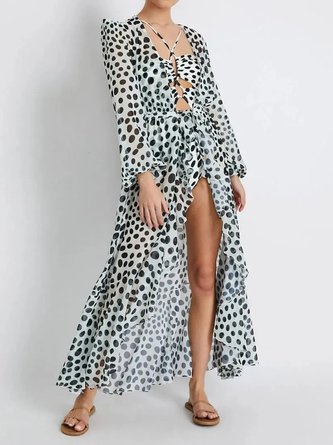 Strapless Vacation Leopard One Piece With Cover Up