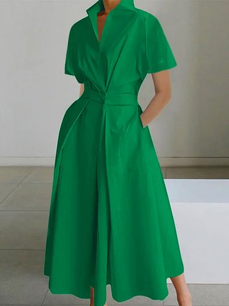 Plain Regular Fit Urban Shirt Dress