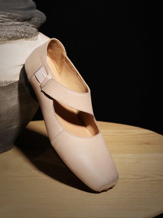Vintage Cut-out Square Toe Slip On Ballet Shoes