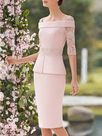 Plain Elegant Regular Fit Wedding Guest Dress
