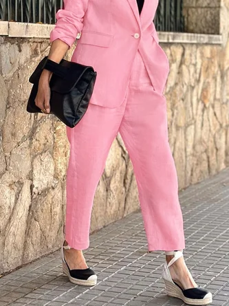 Linen Urban Regular Fit Plain Fashion Pants