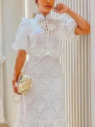 Plain Stand Collar Elegant Regular Fit Shirt