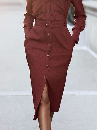 Urban Regular Fit Long sleeve Shirt Dress With Belt