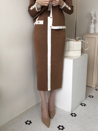 Daily Color Block Elegant Regular Fit Skirt
