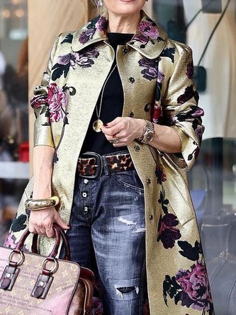 Floral Loose Elegant Trench Coat