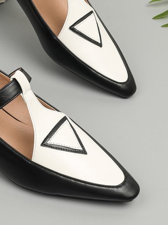 Color Block Adjustable Buckle Urban T-Strap Shoes