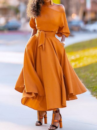 Elegant Asymmetrical Plain Regular Fit Dress