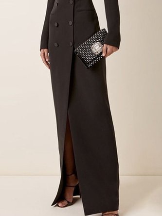 Urban Lapel Collar Long Tuxedo Dress