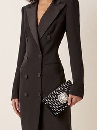 Urban Lapel Collar Long Tuxedo Dress