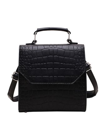Women Minimalist Handbag Crocodile Embossed Backpack