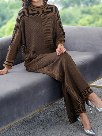 Urban Geometric Regular Fit Fashion Pants