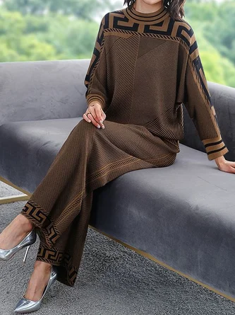 Urban Geometric Regular Fit Fashion Pants