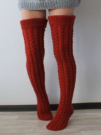 Warmth Household Twist Knitted Over the Knee Socks