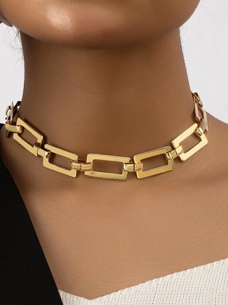 Women Minimalist Geometric Metal Chain Necklace