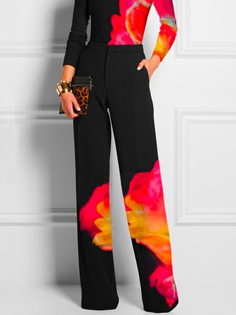 Plus Size Urban Abstract Regular Fit Pants