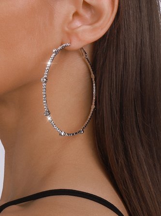 Women Minimalist Rhinestone Hoop Earrings