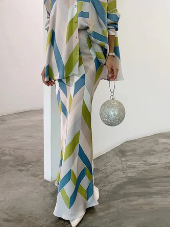 Regular Fit Elegant Geometric Maxi Skirt