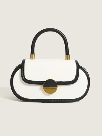 Stylish Color Block Oval Handbag with Crossbody Strap