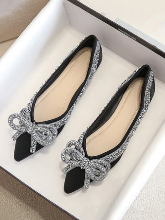 Sparkling Rhinestone Bowknot Fashion Flat Shallow Shoes