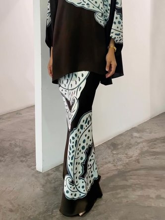 Abstract Regular Fit Elegant Maxi Skirt