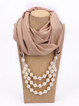 Elegant Multi-layered Imitation Pearls Necklace Decorative Scarf