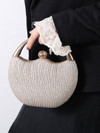 Luxury Glitter Round Pleated Wedding Clutch Bag Women Party Handbag
