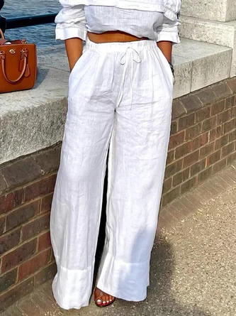 Vacation Loose Long Wide leg Linen Pants