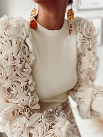 Plain Elegant Crew Neck Regular Fit Shirt