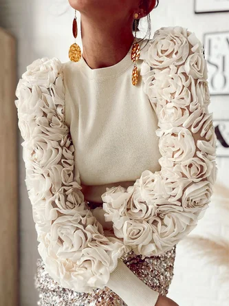 Plain Elegant Crew Neck Regular Fit Shirt