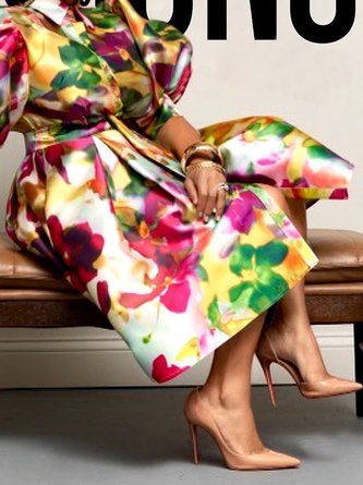 Floral Urban High Waist Satin Skirt