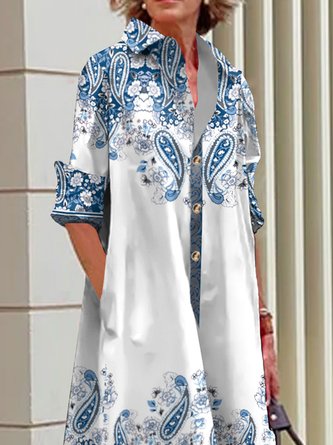 Buckle Urban Loose Shirt Dress