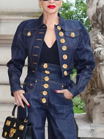 Urban Long Sleeve Loose Shirt Collar Denim Jacket