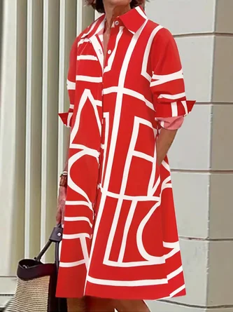 Urban Loose Daily Geometric Shirt Dress
