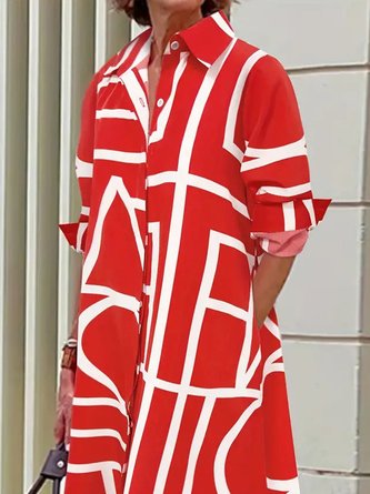 Urban Loose Daily Geometric Shirt Dress