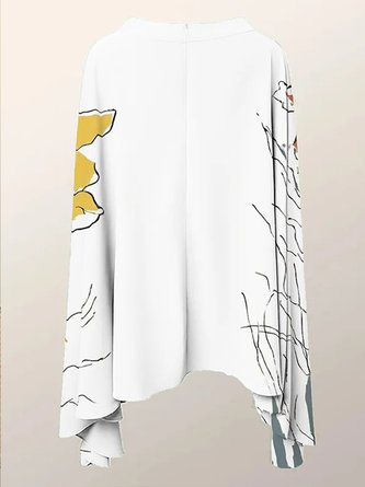 Elegant Stand Collar Floral Loose Shirt