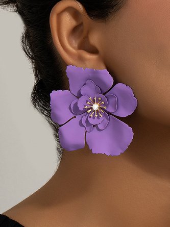 1pair Elegant Flower Rhinestone Stud Earrings
