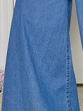 Plain Casual Regular Fit Denim Jeans