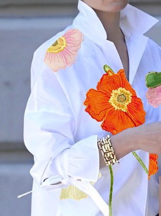 Urban Shirt Collar Floral Loose Blouse