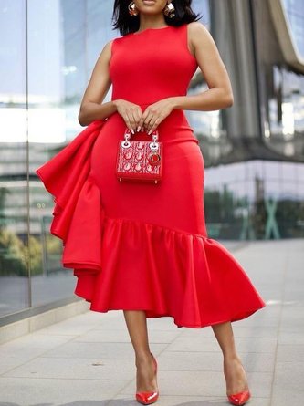 Crew Neck Tight Elegant Long Dress