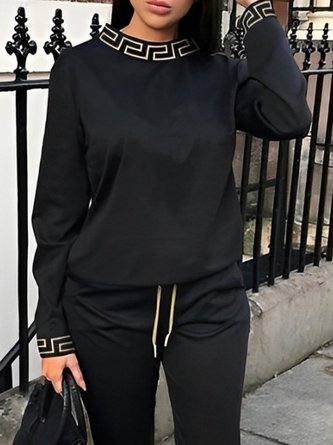 Casual Letter Pattern Stand Collar Sweatshirt