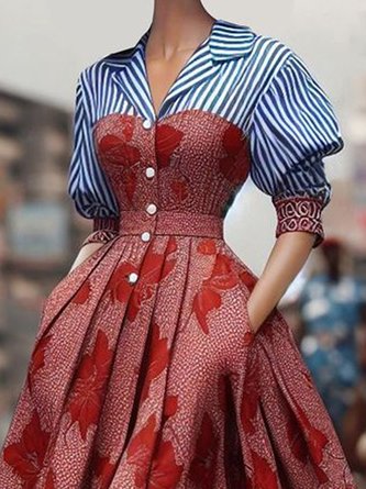 Elegant Random Print Midi Dress