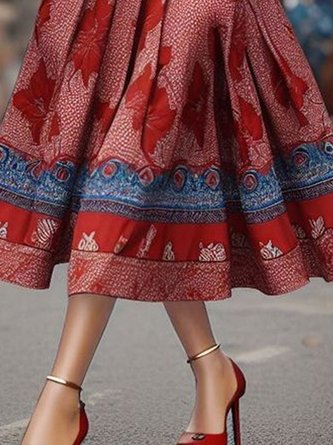 Elegant Random Print Midi Dress
