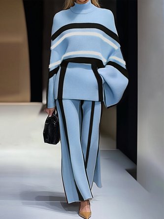 Color Block Urban Loose Sweater Pants