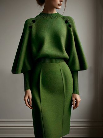 Plain Elegant Sweater Skirt