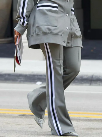 Color Block Casual Fashion Straight Pants