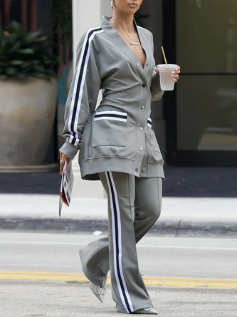 Raglan Sleeve Color Block Casual Jacket