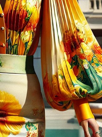 Romantic Balloon Sleeve Floral Elegant Shirt